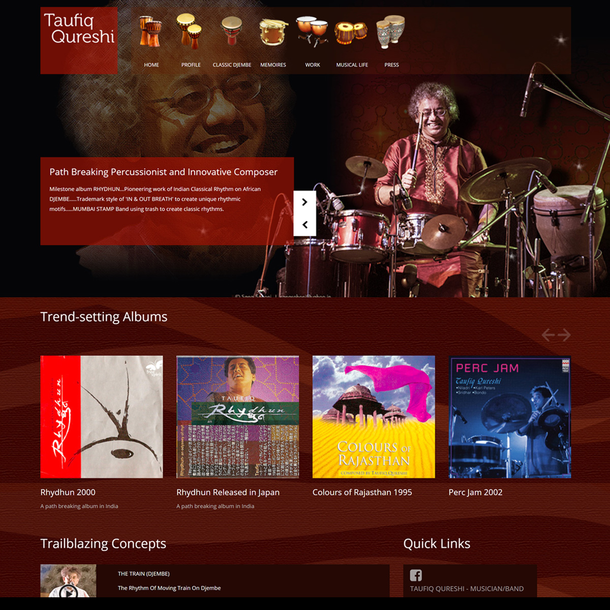 Responsive Website Design For Percussionist - Taufiq  Qureshi