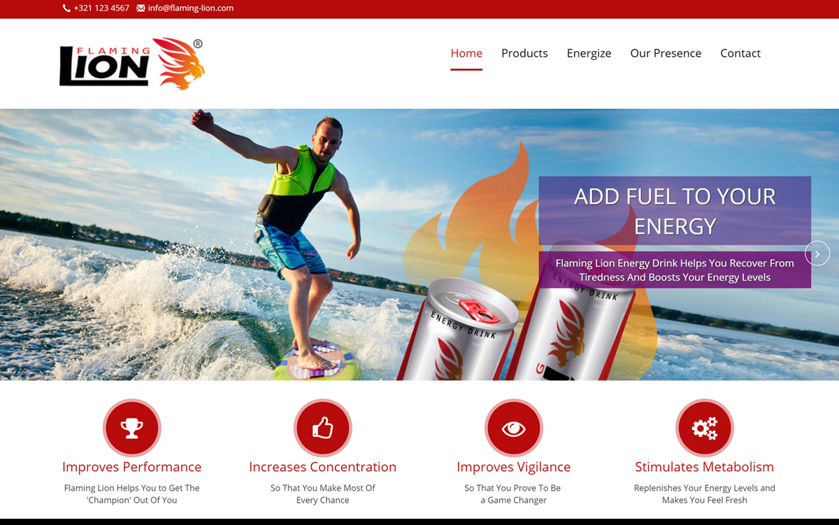 Mobile Ready Website Design For Energy Drink